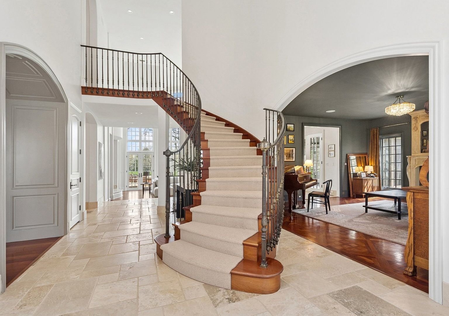 Foyer staircase, North Barrington custom home